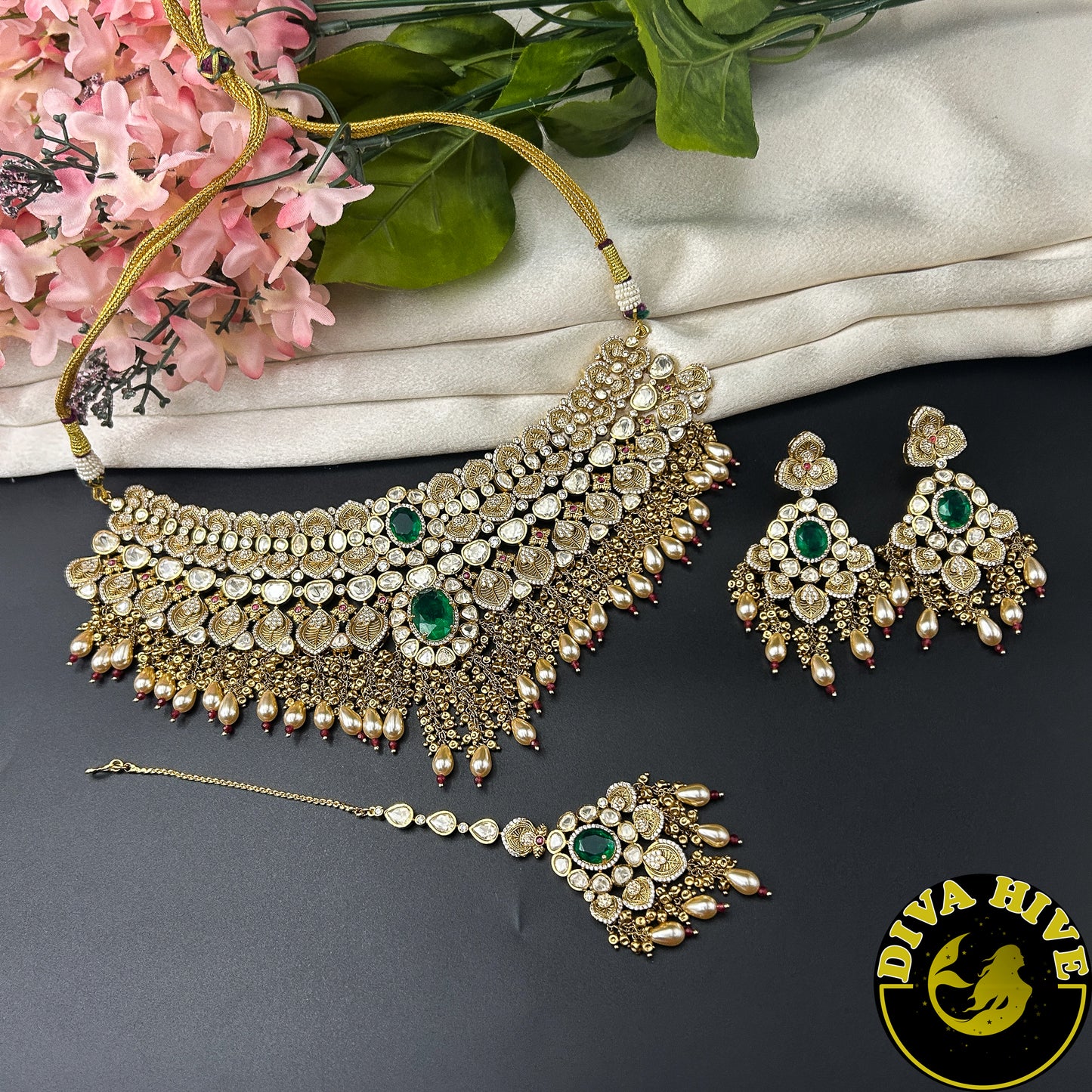 Haanya 22K Gold Plated Moissanite Bridal/Semi Bridal Choker