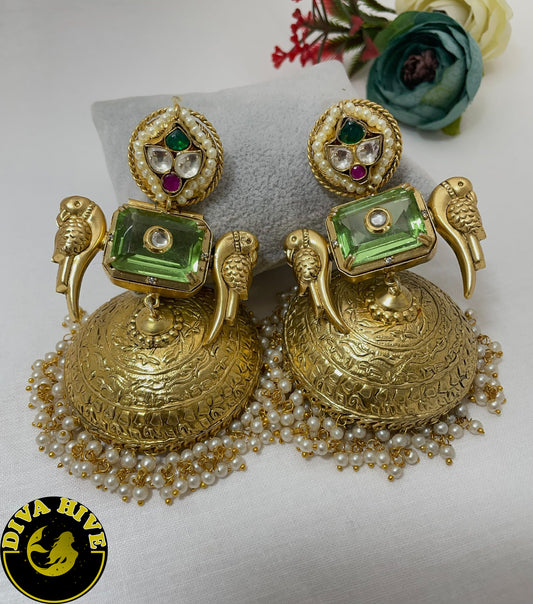 Bird Dreaming jJhumka | Diva Exclusive Jhumka | Silver Jhumka - Earring -925Silver, Diva Exclusive, Earing, Earring, Fusion - Divahive