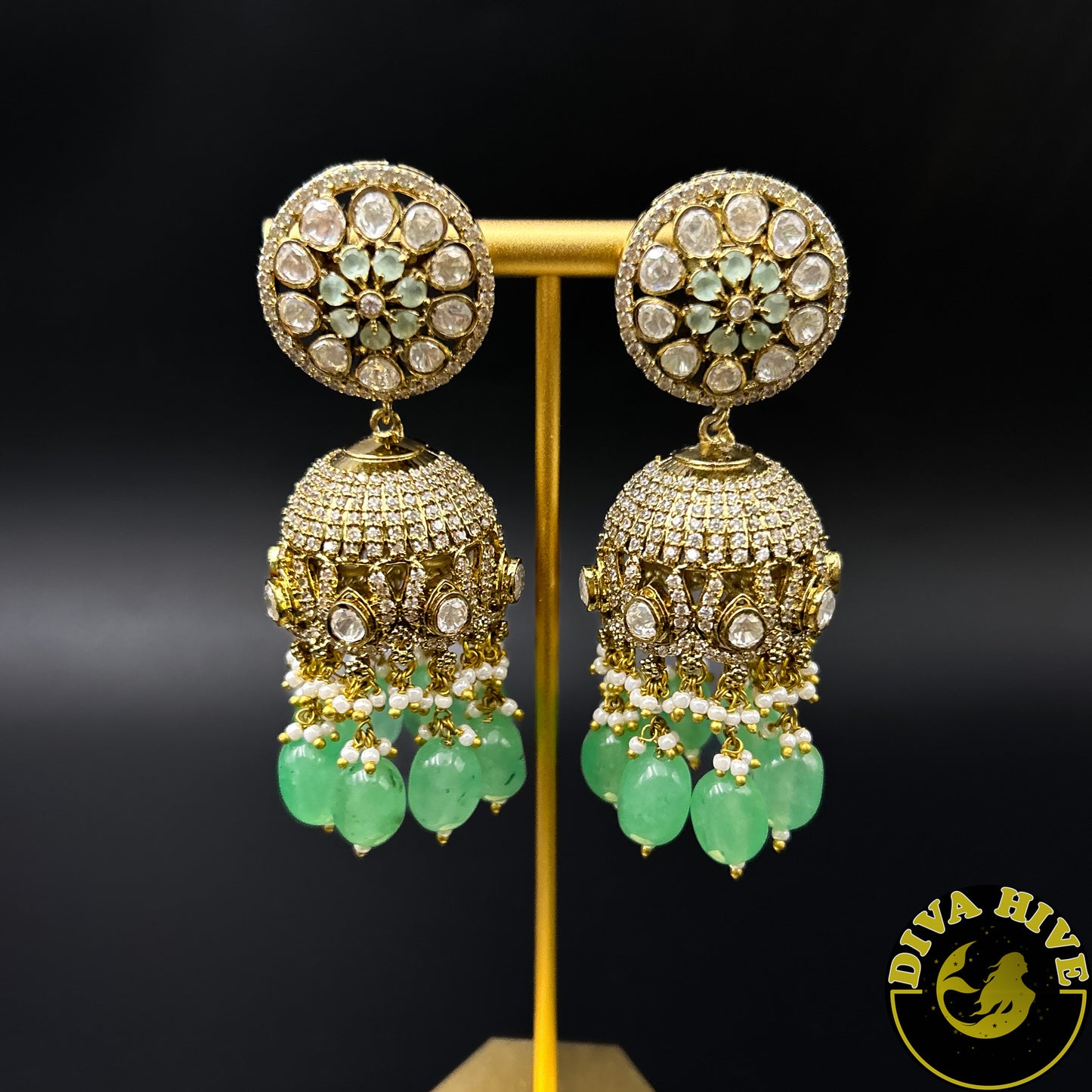 Zohra Jhumka Maangtika set - Earring -Diva Exclusive, Earring, featured, moissanite - Divahive