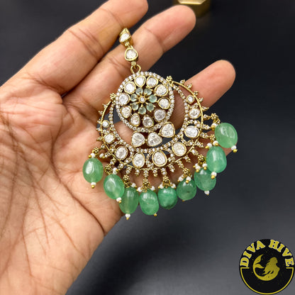 Zohra Jhumka Maangtika set - Earring -Diva Exclusive, Earring, featured, moissanite - Divahive