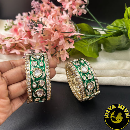 Pashmina Kundan Meena Bangle - Bangle -["Bangle","Bracelet","Diva Exclusive","Kundan","Meenawork"] - Divahive