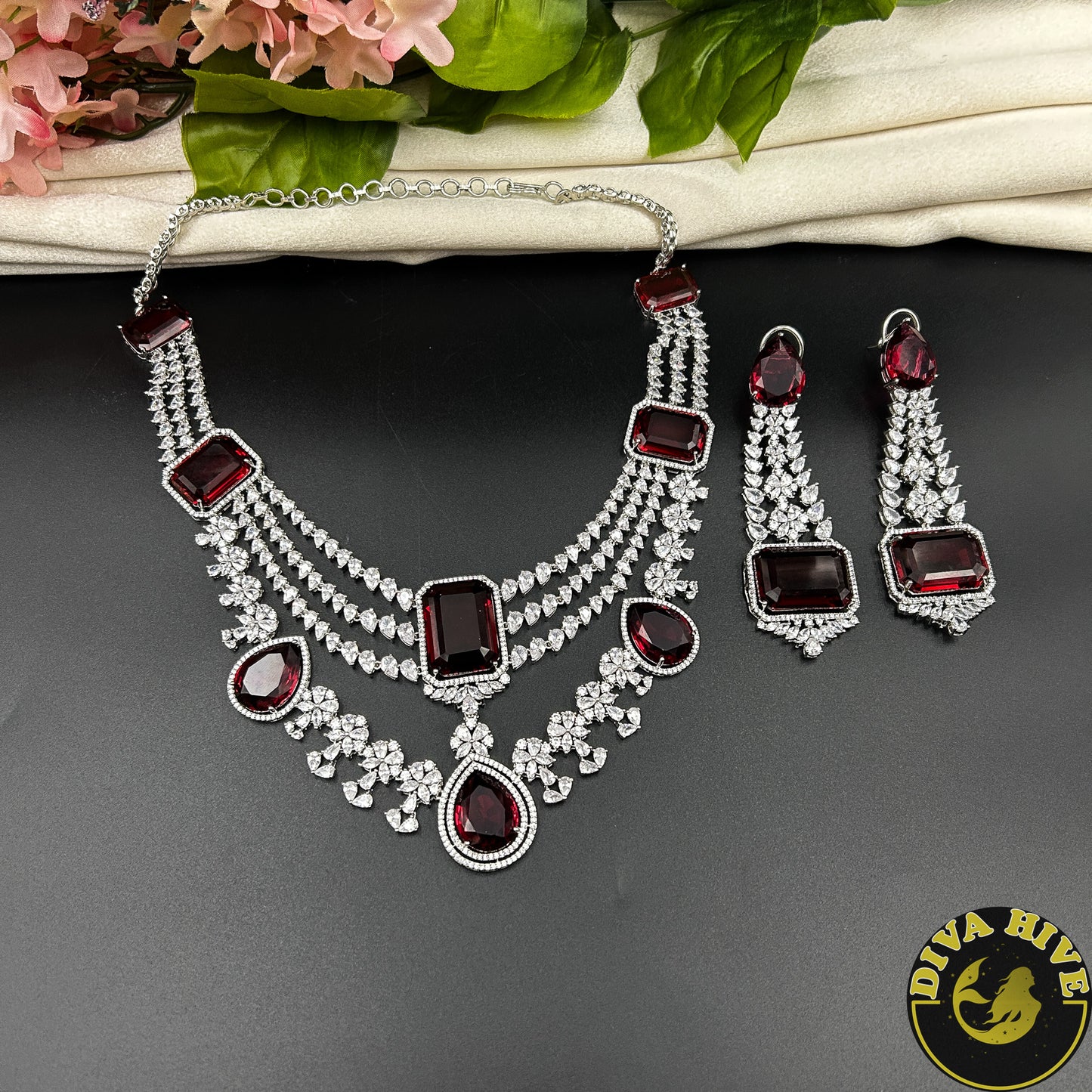 Sneh AD/CZ and Doublet Layered Necklace