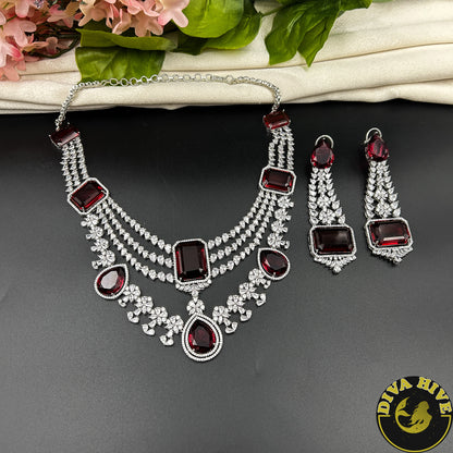 Sneh AD/CZ and Doublet Layered Necklace