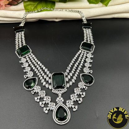 Sneh AD/CZ and Doublet Layered Necklace
