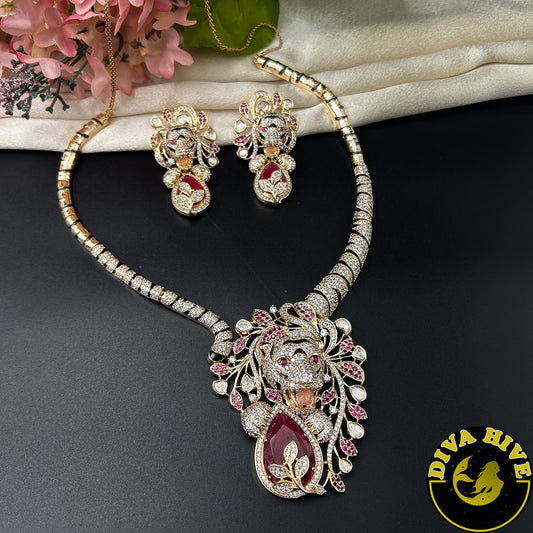 Kaynaat AD/CZ Lion Hasli Style Necklace