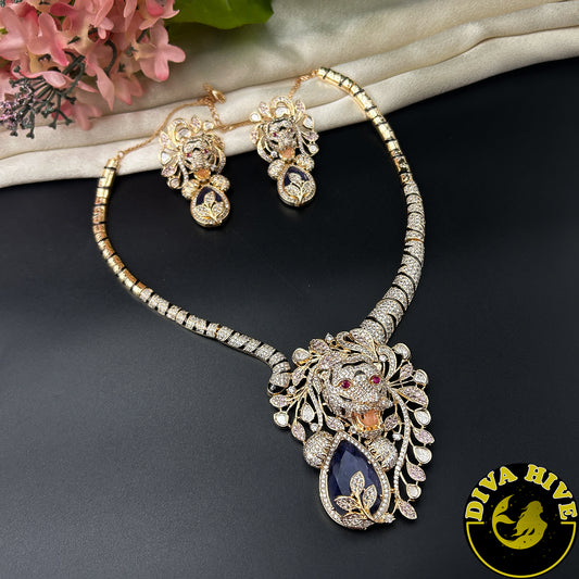 Kaynaat AD/CZ Lion Hasli Style Necklace