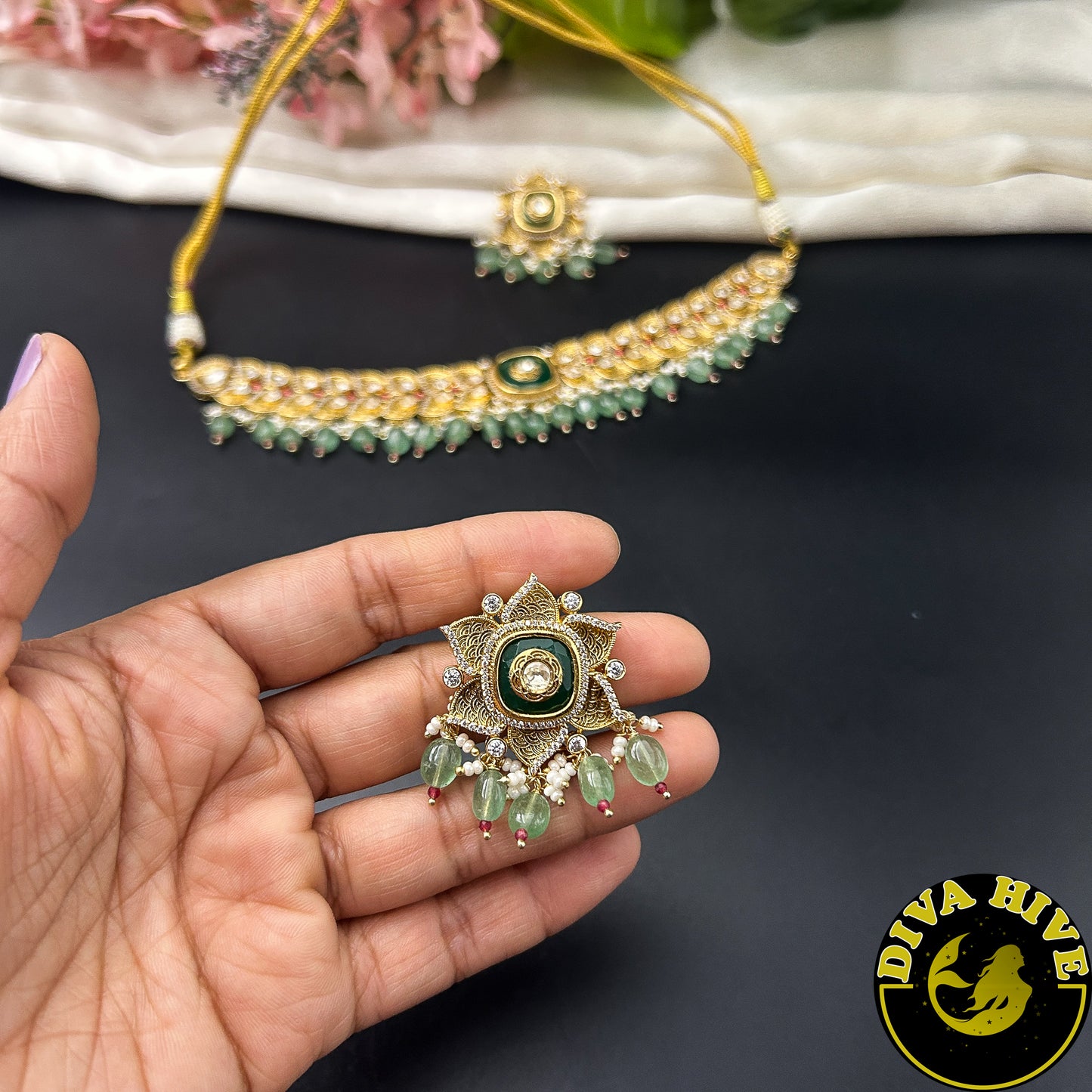 Mohini 22K Gold Plated Moissanite Choker