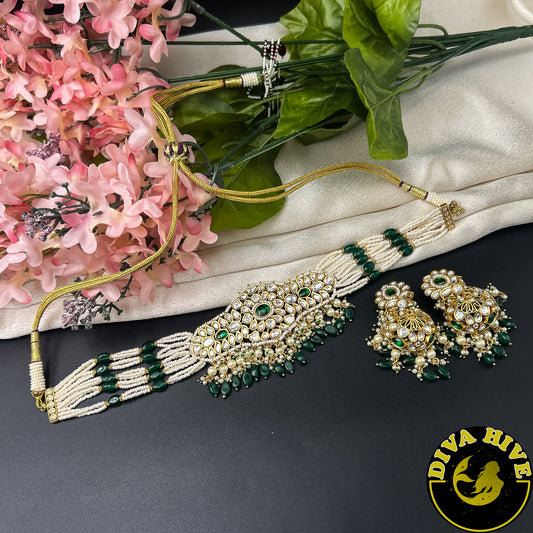 Kiara Pachi Choker - Necklace -Choker, Diva Exclusive, Kundan - Divahive