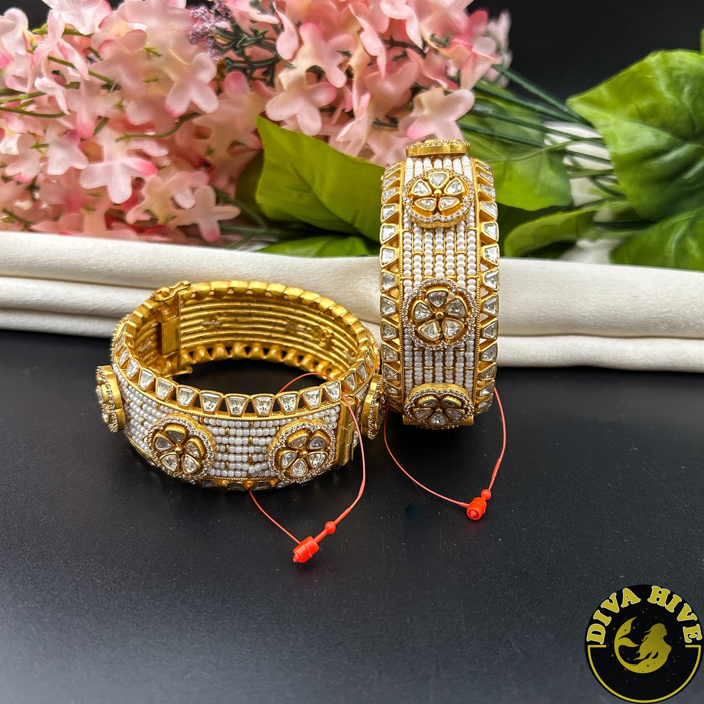 Kashish 22k Gold Plated Moissanite Bangle -  -["22k Gold plated","Bangle","Diva Exclusive","featured","moissanite"] - Divahive