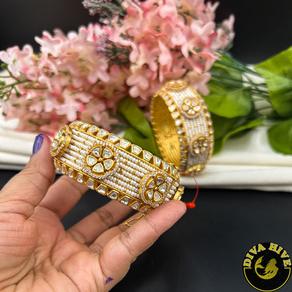 Kashish 22k Gold Plated Moissanite Bangle -  -["22k Gold plated","Bangle","Diva Exclusive","featured","moissanite"] - Divahive