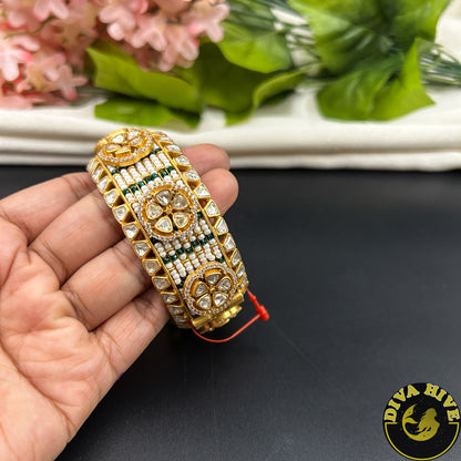 Kashish 22k Gold Plated Moissanite Bangle -  -["22k Gold plated","Bangle","Diva Exclusive","featured","moissanite"] - Divahive