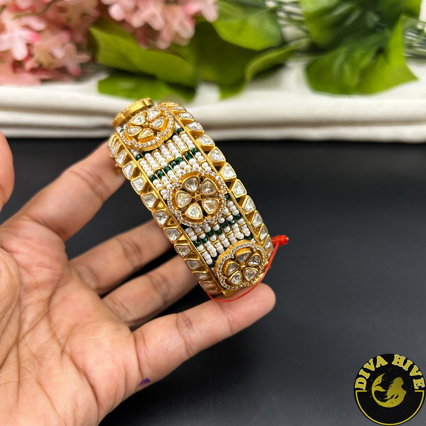 Kashish 22k Gold Plated Moissanite Bangle -  -["22k Gold plated","Bangle","Diva Exclusive","featured","moissanite"] - Divahive