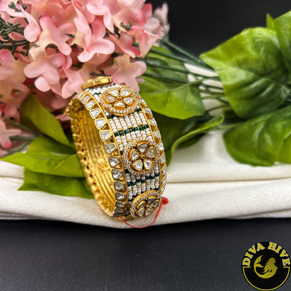 Kashish 22k Gold Plated Moissanite Bangle -  -["22k Gold plated","Bangle","Diva Exclusive","featured","moissanite"] - Divahive