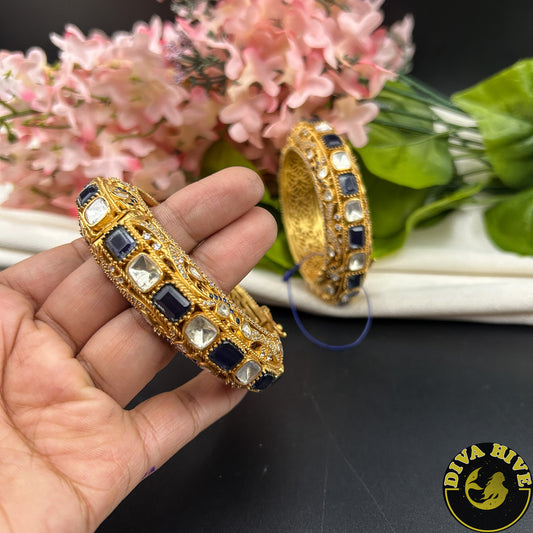 Gold Finish Moissanite Bangle | Diva Exclusive Bangle