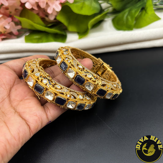 Gold Finish Moissanite Bangle | Diva Exclusive Bangle