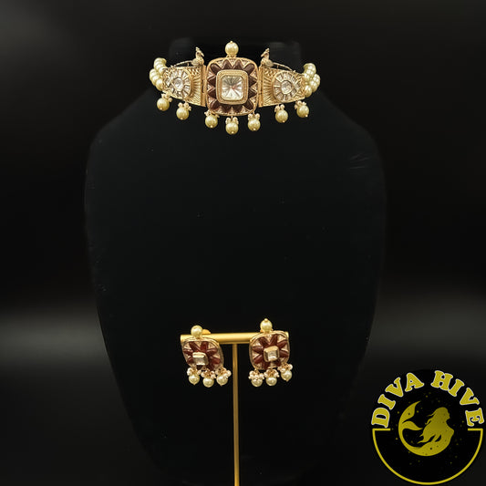 Manika Choker - Necklace -Diva Exclusive, Doublet, featured, Kundan, moissanite, Necklace - Divahive