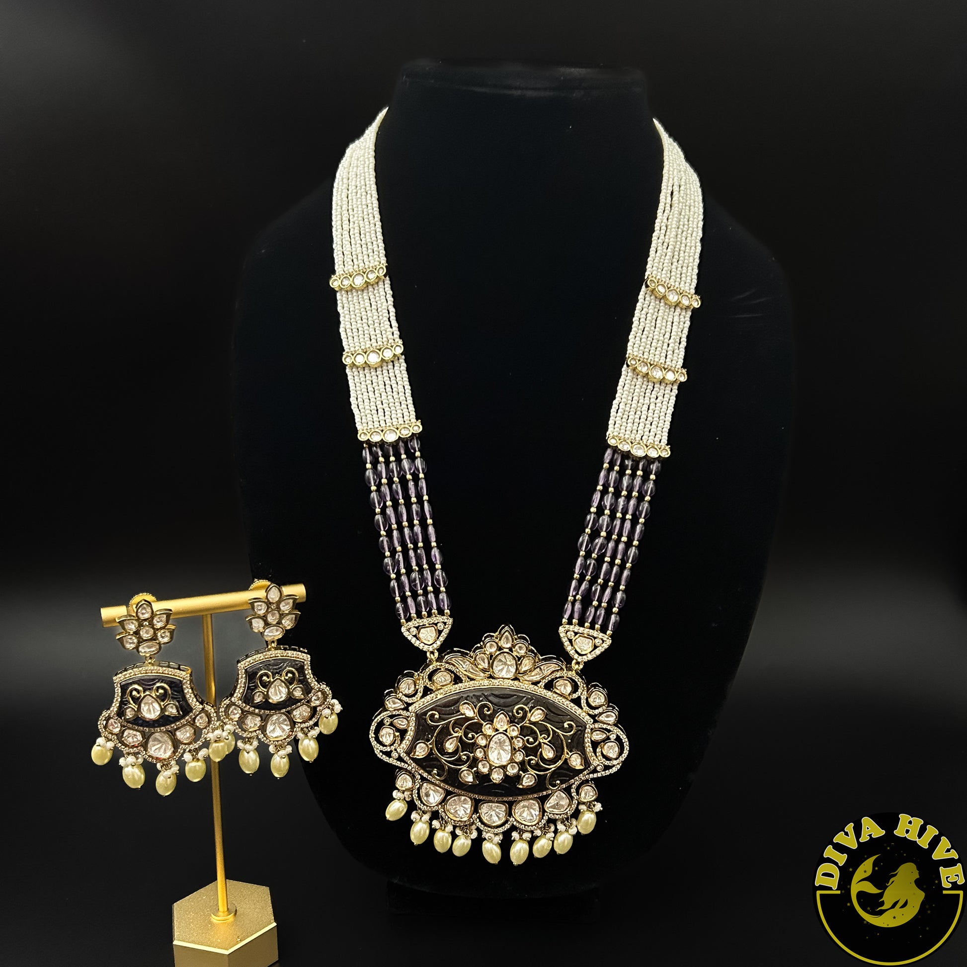 Surmai Necklace - Necklace -Diva Exclusive, Kundan, Meenawork, Necklace - Divahive