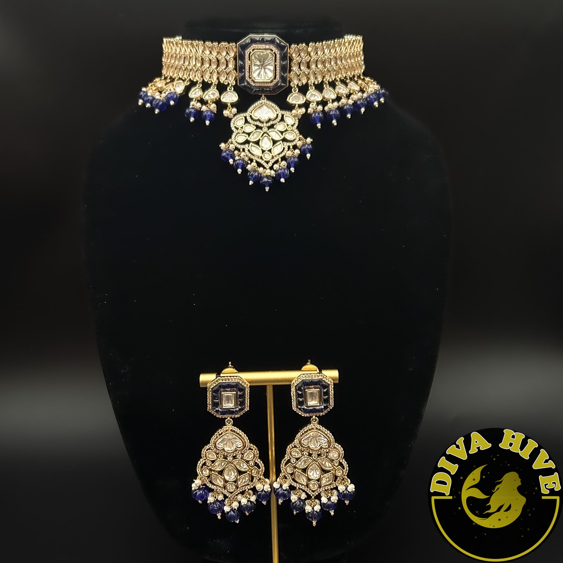 Anamika Kundan Choker | Bollywood Inspired - Necklace -Diva Exclusive, Doublet, Kundan, moissanite, Necklace - Divahive