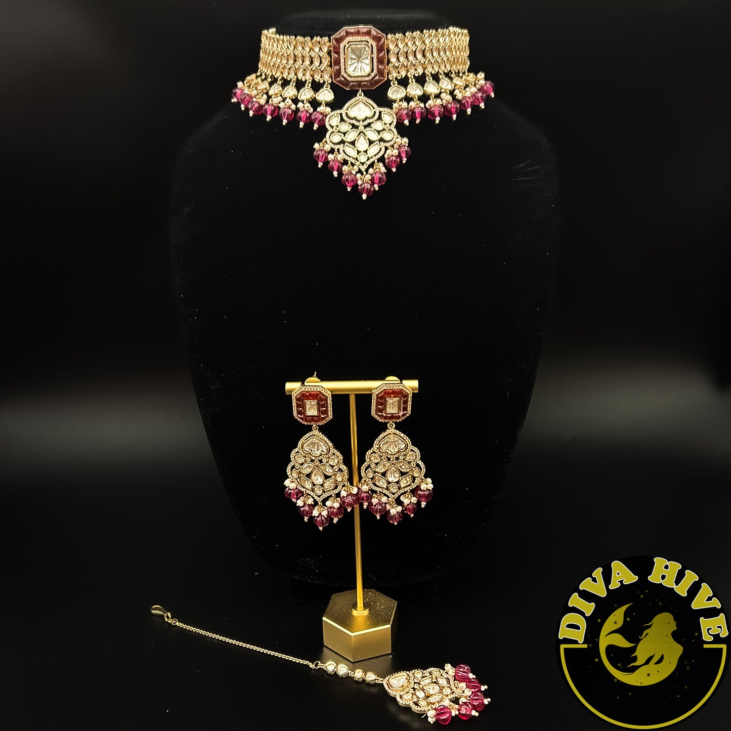 Anamika Kundan Choker | Bollywood Inspired - Necklace -Diva Exclusive, Doublet, Kundan, moissanite, Necklace - Divahive