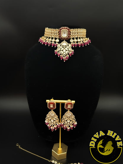 Anamika Kundan Choker | Bollywood Inspired - Necklace -Diva Exclusive, Doublet, Kundan, moissanite, Necklace - Divahive