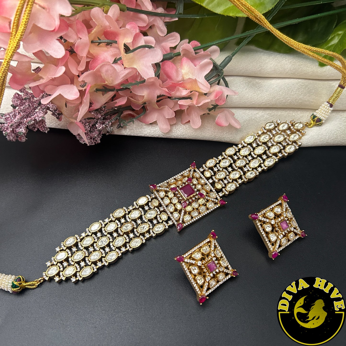 Ziyaa 22K Gold Plated Moissanite Choker