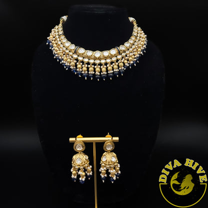 Madhulika Hasli Necklace - Necklace -Diva Exclusive, Doublet, Kundan, moissanite, Necklace - Divahive