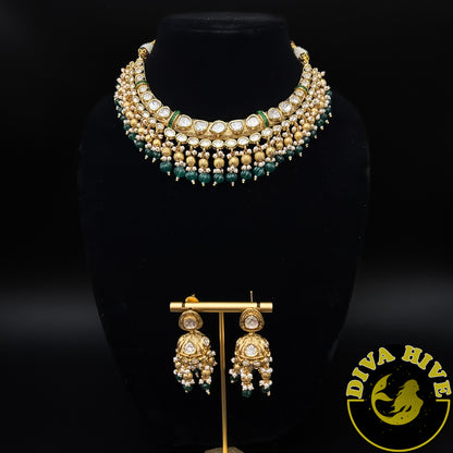 Madhulika Hasli Necklace - Necklace -Diva Exclusive, Doublet, Kundan, moissanite, Necklace - Divahive