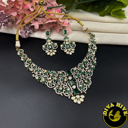 Aabha 22K Gold Plated Moissanite Necklace Set