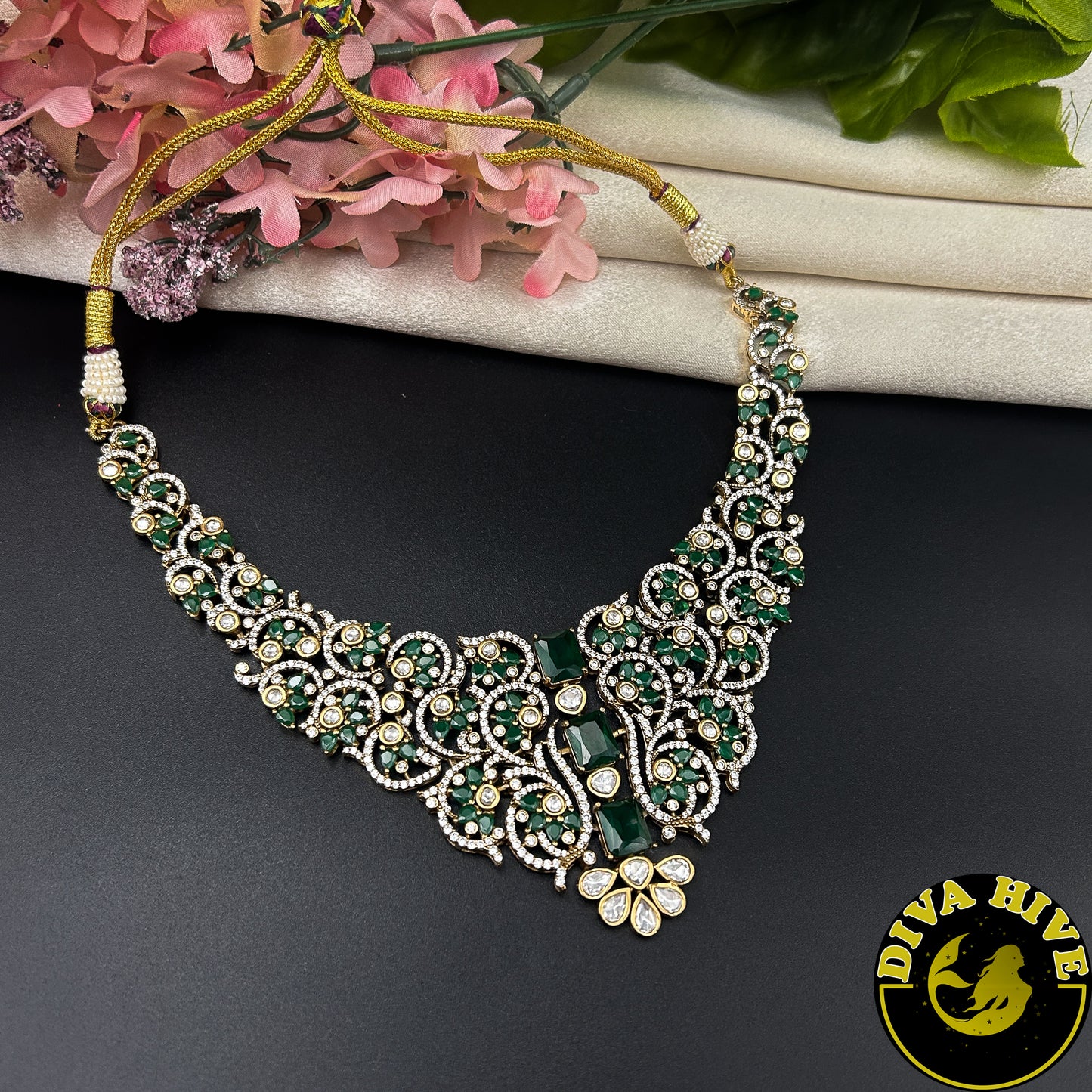 Aabha 22K Gold Plated Moissanite Necklace Set