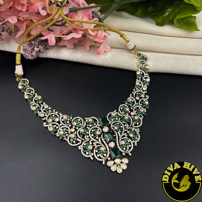 Aabha 22K Gold Plated Moissanite Necklace Set
