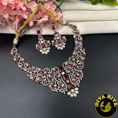 Aabha 22K Gold Plated Moissanite Necklace Set