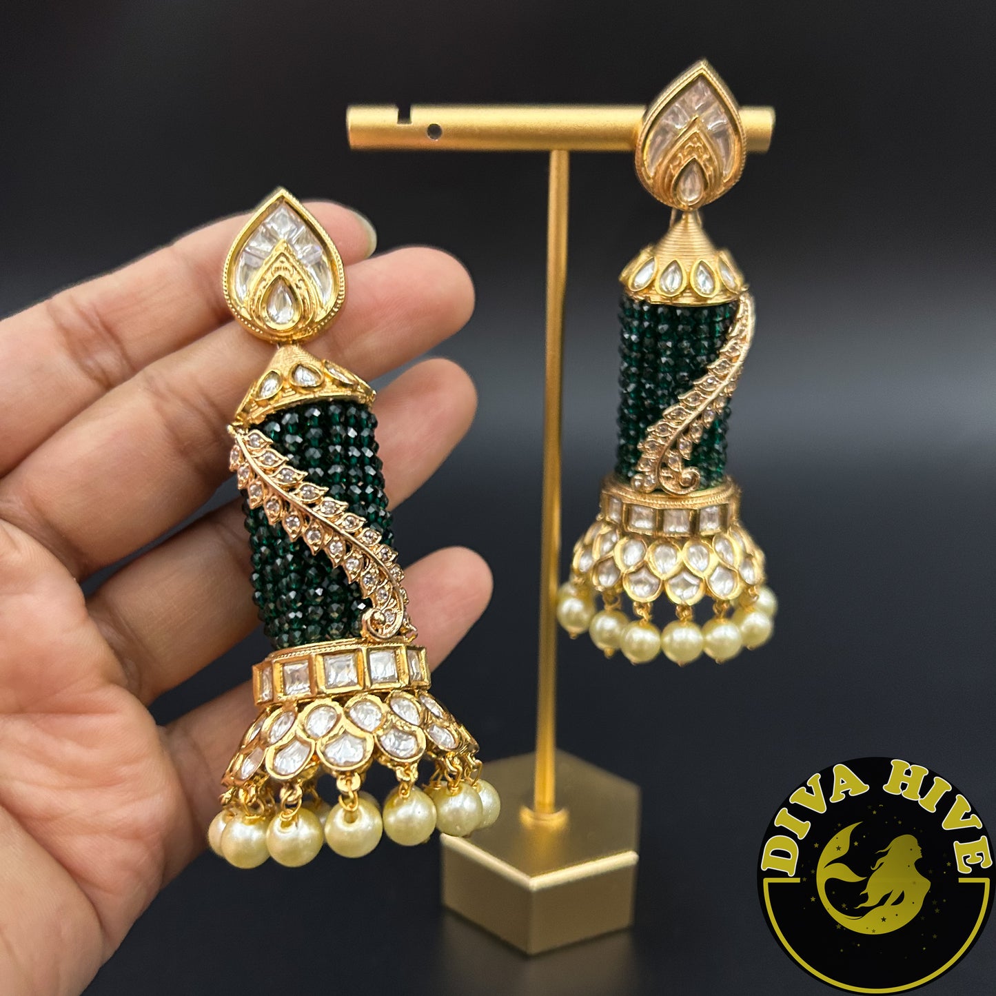 Patola Kundan Earing - Earring -Earing, Earring, Kundan - Divahive