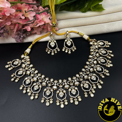 Aarohi 22K Gold Plated Moissanite Necklace Set