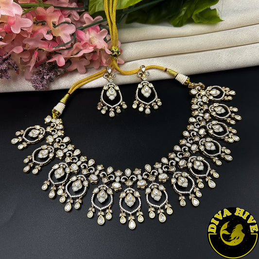 Aarohi 22K Gold Plated Moissanite Necklace Set