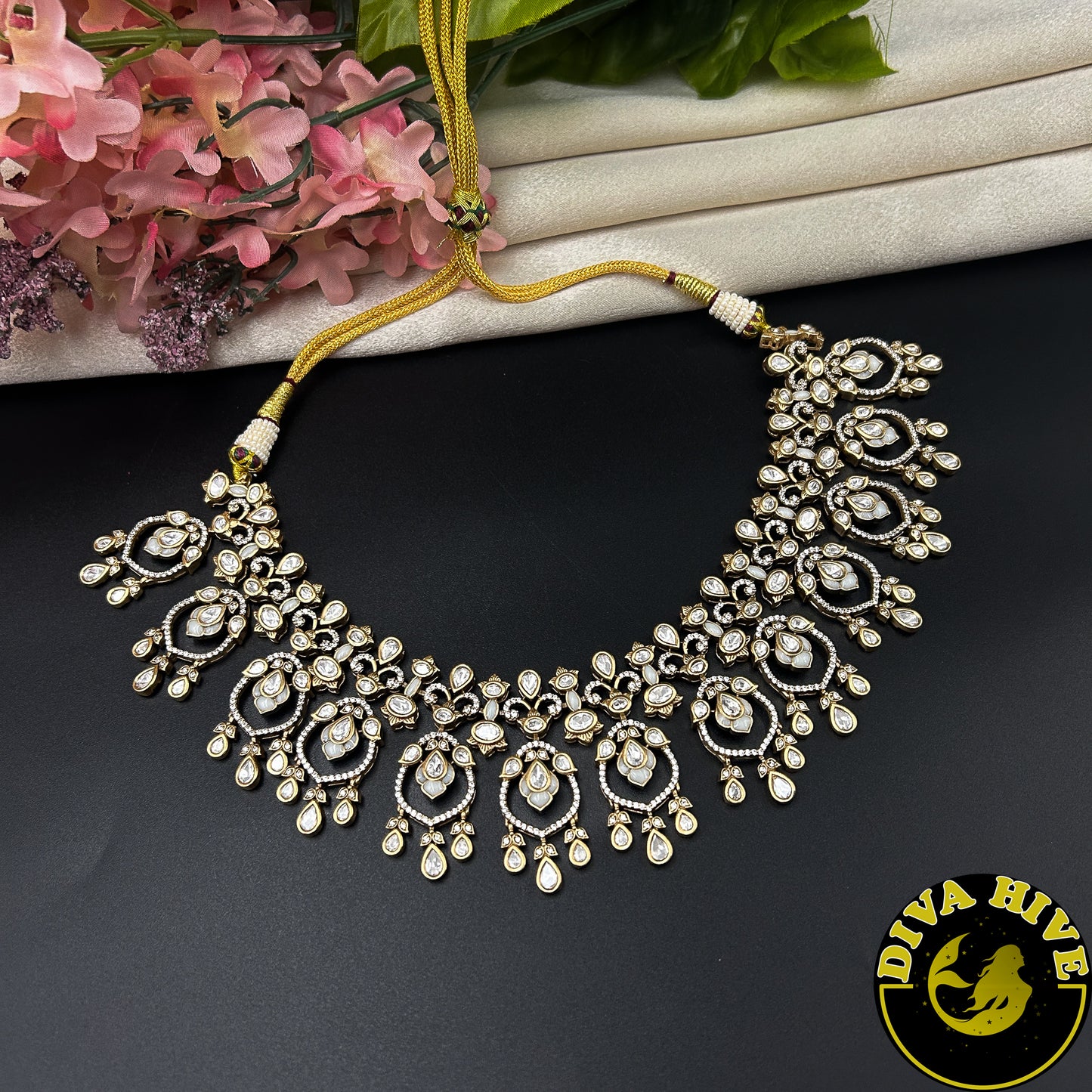 Aarohi 22K Gold Plated Moissanite Necklace Set