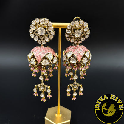 Moissanite Statement Earring | Diva Exclusive Earring | Designer Earring - Earring -Diva Exclusive, Earring, Kundan, moissanite - Divahive