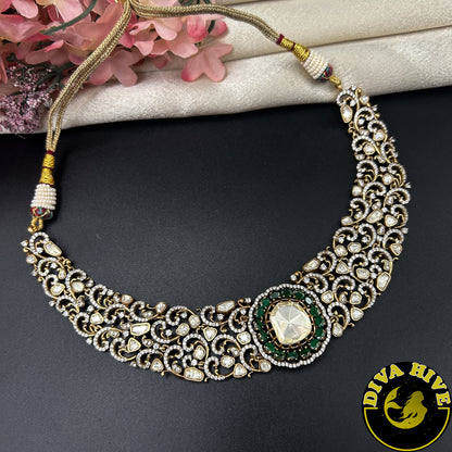 Zoya 22K Gold Plated Moissanite Necklace Set