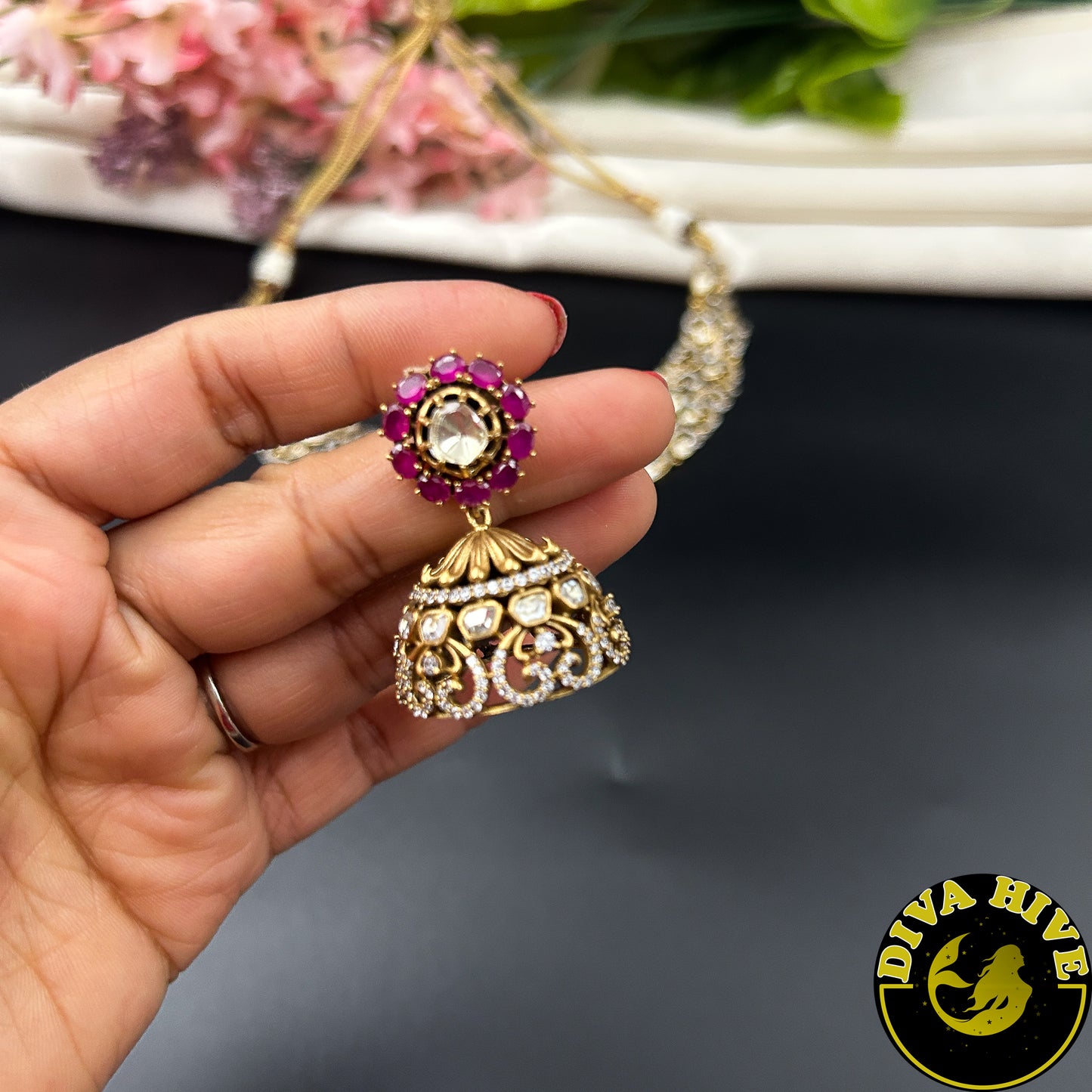 Zoya 22K Gold Plated Moissanite Necklace Set
