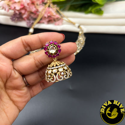 Zoya 22K Gold Plated Moissanite Necklace Set