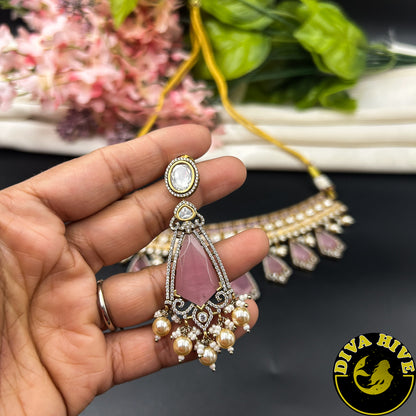 Noor 22K Gold Plated Moissanite Doublet Choker Set
