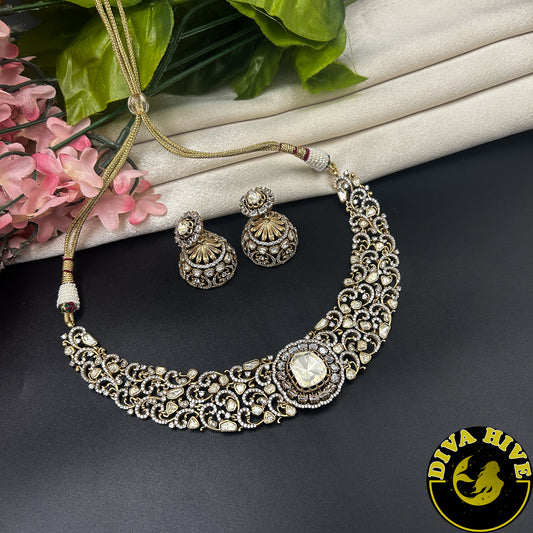 Zoya 22K Gold Plated Moissanite Necklace Set