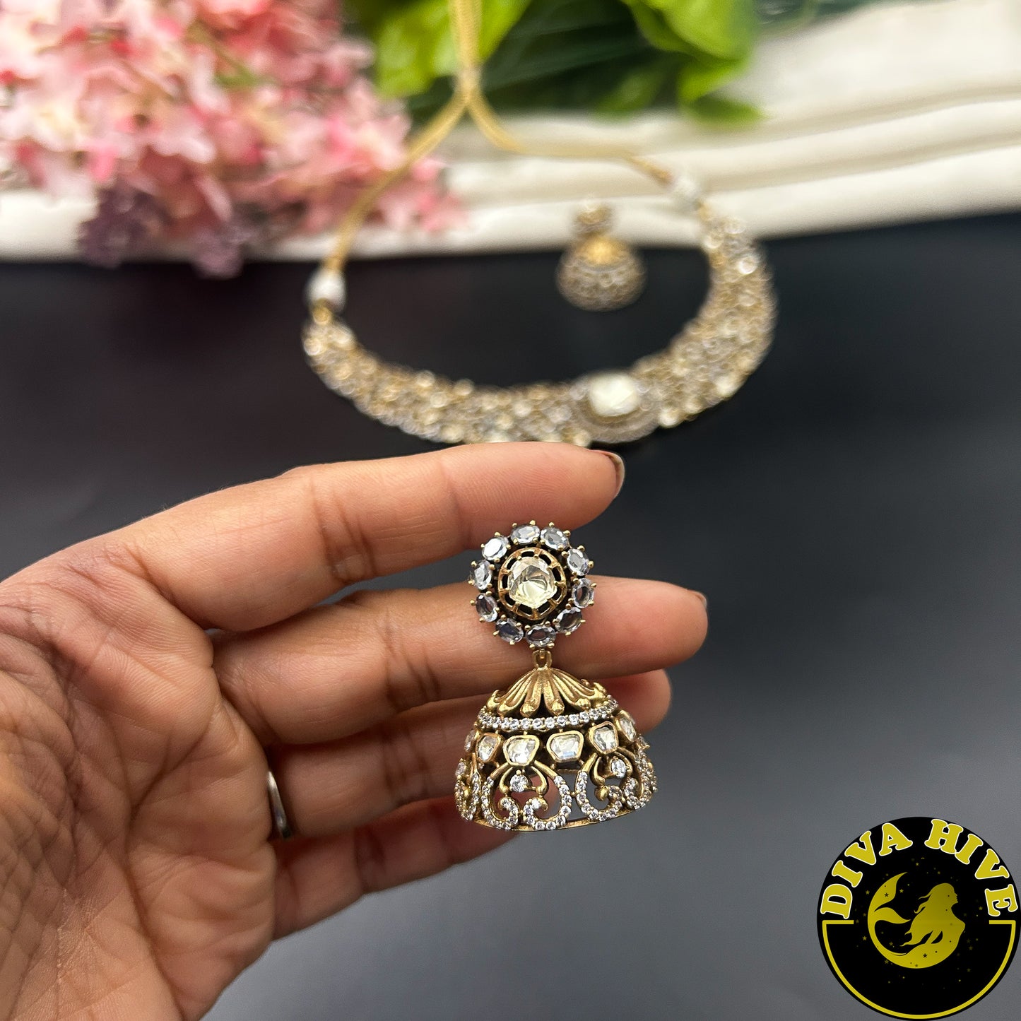 Zoya 22K Gold Plated Moissanite Necklace Set
