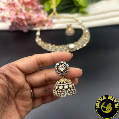 Zoya 22K Gold Plated Moissanite Necklace Set