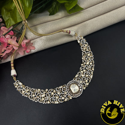 Zoya 22K Gold Plated Moissanite Necklace Set