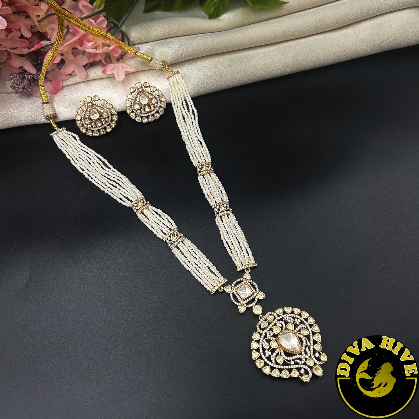 Sumona 22K Gold Plated Moissanite Necklace Set