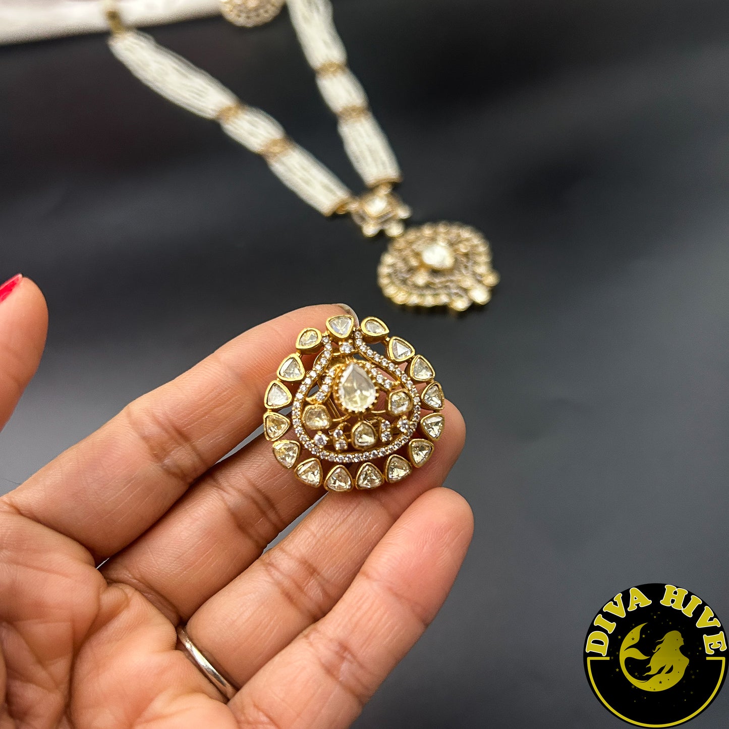 Sumona 22K Gold Plated Moissanite Necklace Set