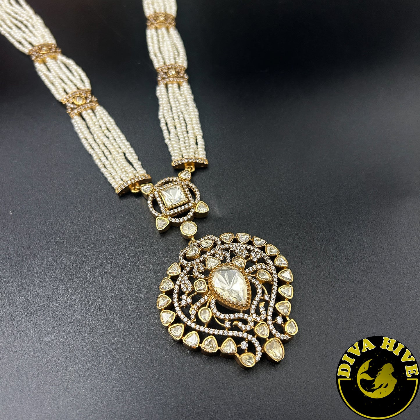 Sumona 22K Gold Plated Moissanite Necklace Set