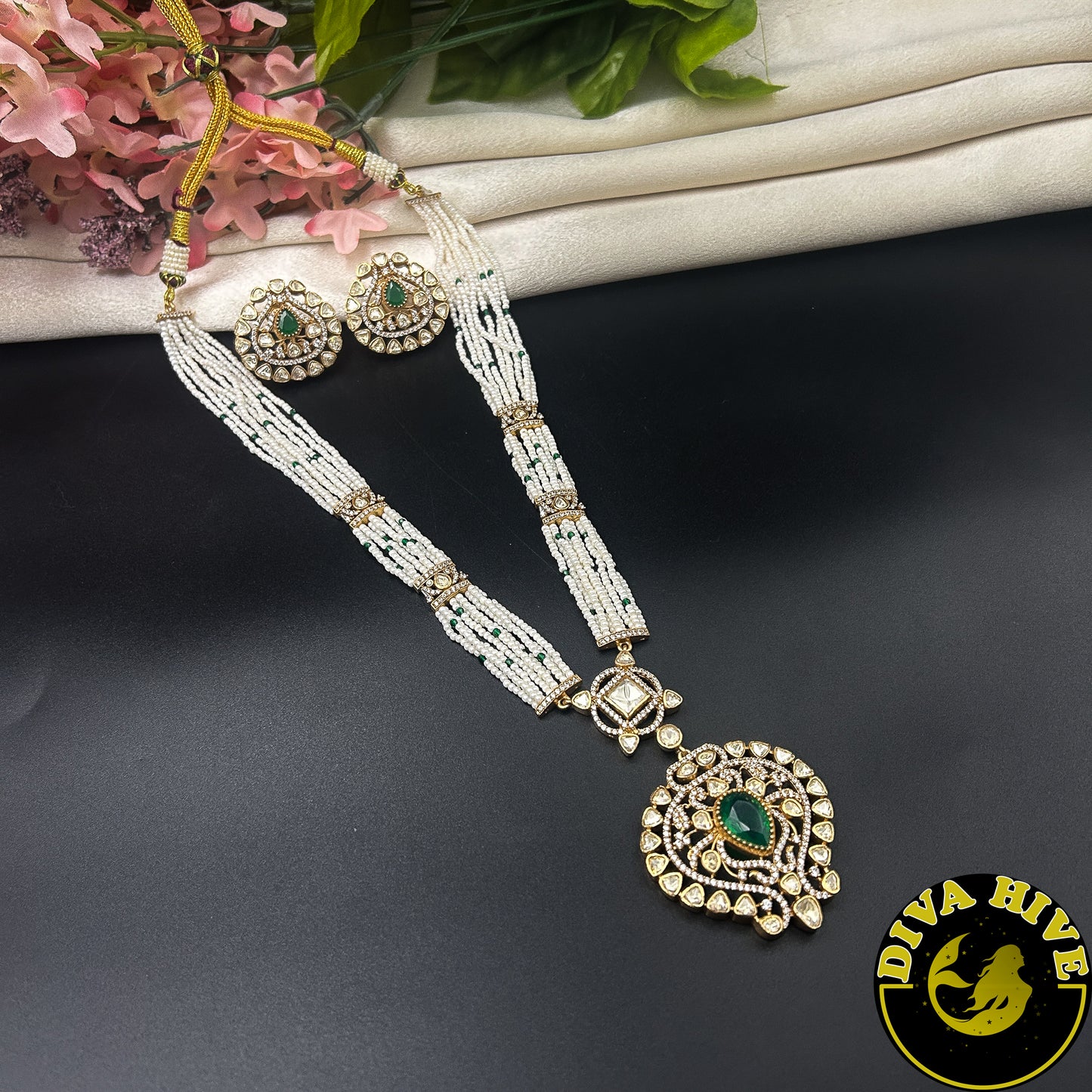 Sumona 22K Gold Plated Moissanite Necklace Set