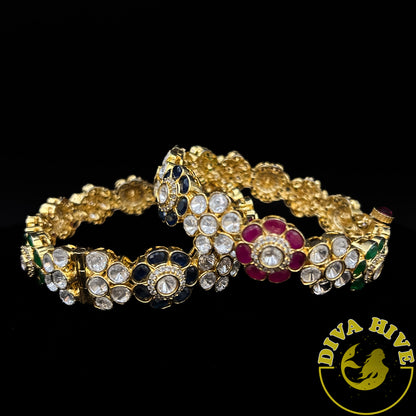 Moh Moissanite Bangle | Diva Exclusive Bangle - Bangle -Bangle, Bracelet, Kundan, moissanite - Divahive