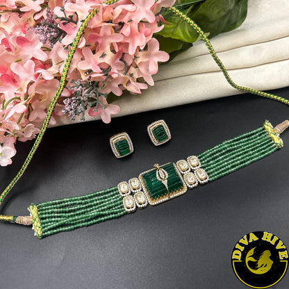 Ziya Moissanite Necklace Set - Necklace -Choker, Doublet, Kundan, moissanite, Necklace - Divahive